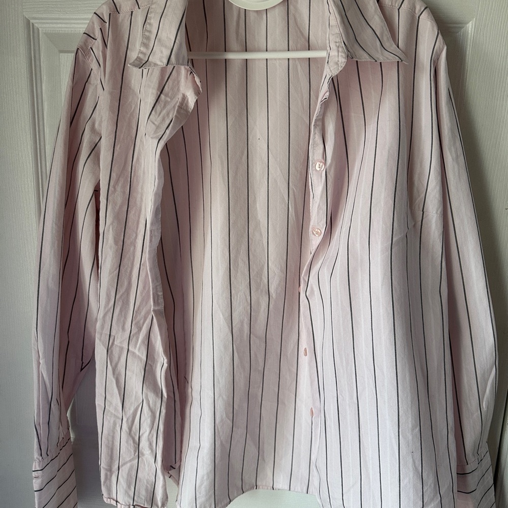Pink Vertical Stripe Button Down